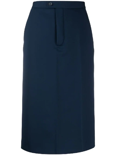 Maison Margiela High-waisted Pencil Skirt In Blue