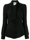 Moschino Longsleeved Pussy Bow Shirt In Black