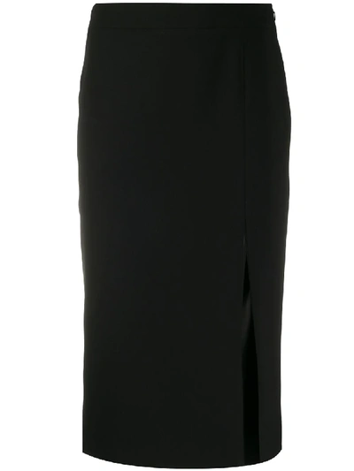 Moschino Front Slit Midi Skirt In Black