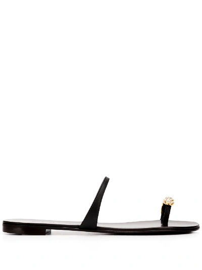 Giuseppe Zanotti Ring Flat Sandals In Black