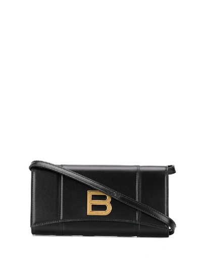 Balenciaga Logo Plaque Cross Body Bag In Black