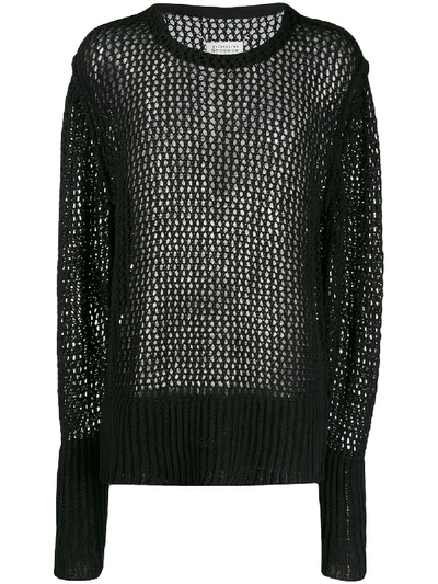 Maison Margiela Sheer Open-knit Jumper In Black