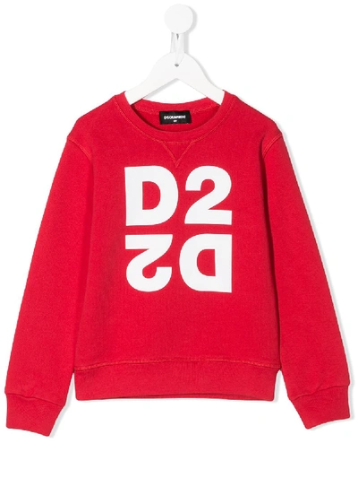 Dsquared2 Kids' Printed Logo Sweatshirt In Red