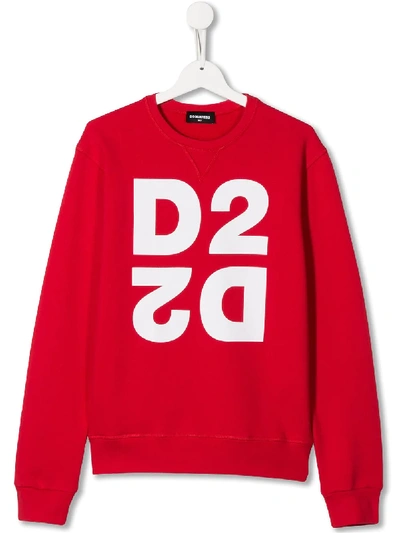 Dsquared2 Teen Printed Logo Sweatshirt In Red