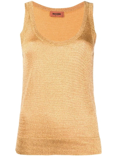 Missoni Sleeveless Knit Top In Gold