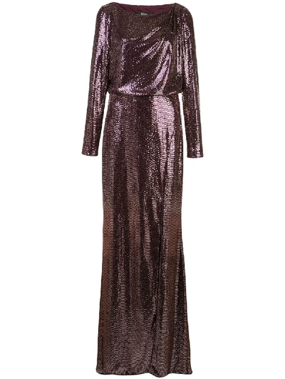 Badgley Mischka Sequin Evening Dress In 紫色