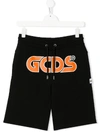 Gcds Teen Logo Print Shorts In Black