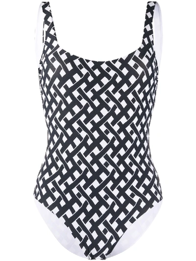 Fisico Geometric Print Swimsuit In White