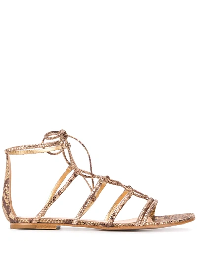 Gianvito Rossi Snake-effect Sandals In Gold