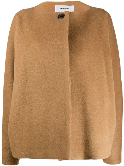 Chalayan Batwing Sleeve Single-breasted Jacket In Brown