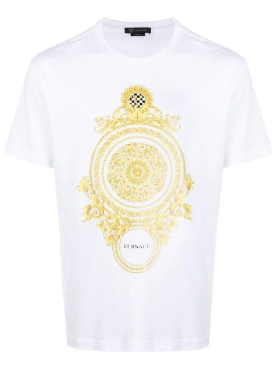 Versace T-shirt W/ Gold Barocco Print In White