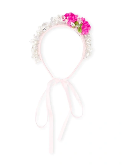 Monnalisa Kids' Floral Embellished Hairband In Pink