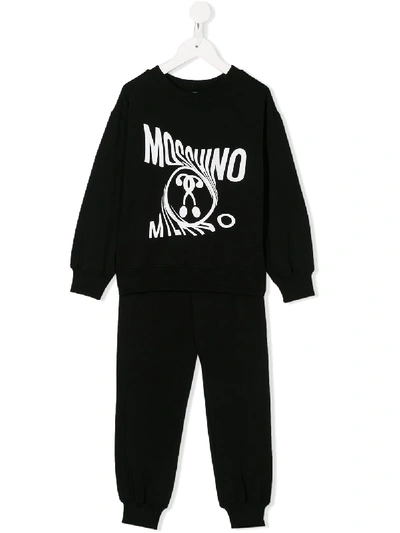 Moschino Kids' Logo Jersey Tracksuit In Black