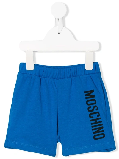 Moschino Babies' Logo Printed Track Shorts In Blue