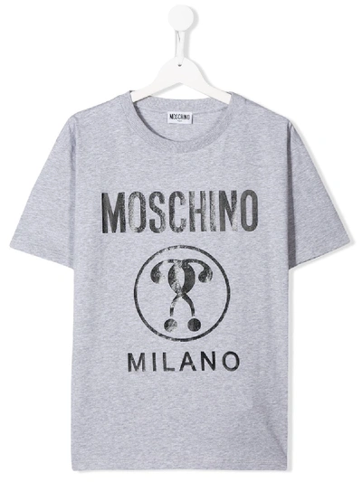 Moschino Teen Logo Print T-shirt In 灰色