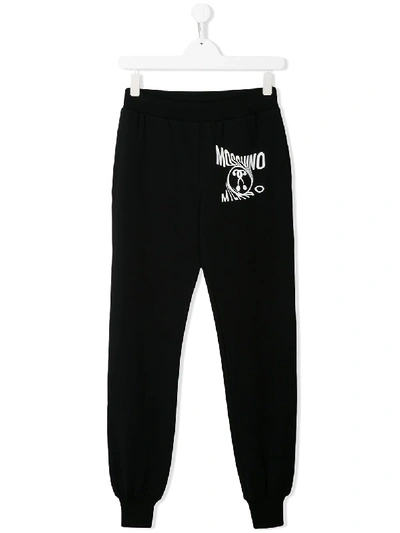 Moschino Teen Twisted Logo Joggers In Black