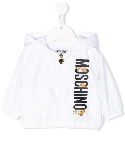 Moschino Babies' Logo Hoodie In White