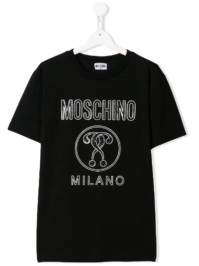 Moschino Kids' Short Sleeve Logo T-shirt In Black