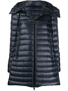 Moncler Flammette Hooded Quilted Shell Coat In Blue