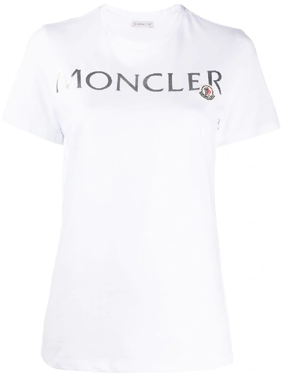 Moncler Embossed Lettering Logo T-shirt In White