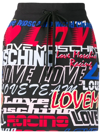 Love Moschino Printed Logo Skirt In Black