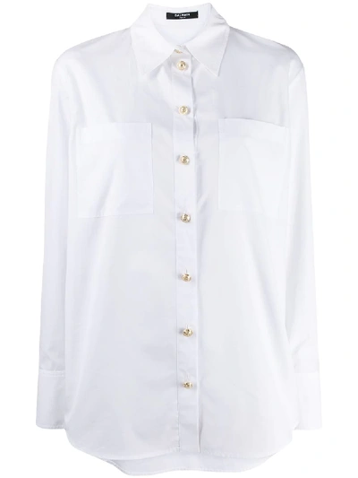 Balmain Engraved Buttons Long-sleeved Shirt In White