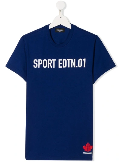 Dsquared2 Teen Printed Logo T-shirt In Blue