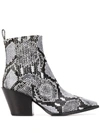 AEYDE SNAKE PRINT ANKLE BOOTS