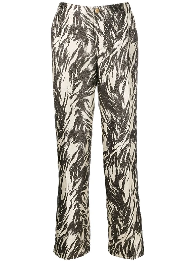F.r.s For Restless Sleepers Etere Vii Abstract-print Silk-blend Trousers In White