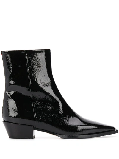 Aeyde Patent Leather Boots In Black
