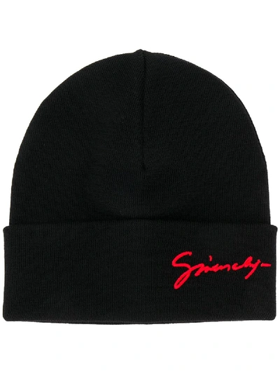 Givenchy Signature Embroidered Wool Beanie In Black