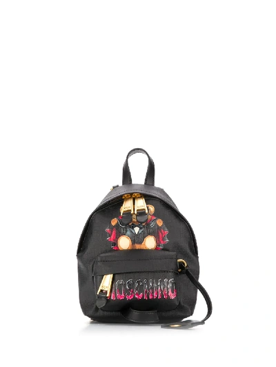 Moschino Bat Teddy Bear Backpack In 黑色