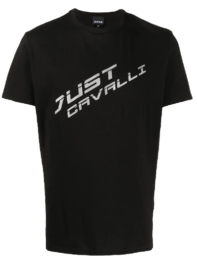 Just Cavalli Metallic Logo T-shirt In Black