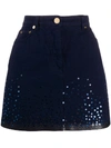 Alberta Ferretti Sequin Embroidered Mini Skirt In Blue