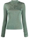 M Missoni Two-tone Lurex Jumper In Green