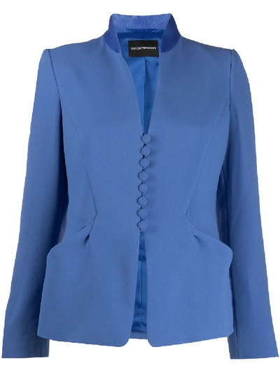 Emporio Armani Tailored Crepe Blazer In Blue