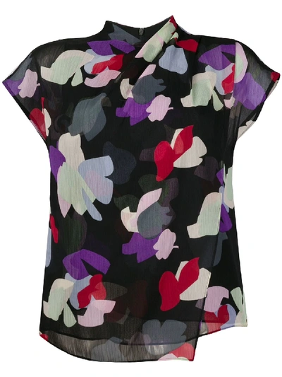 Emporio Armani Layered Floral Print T-shirt In Black