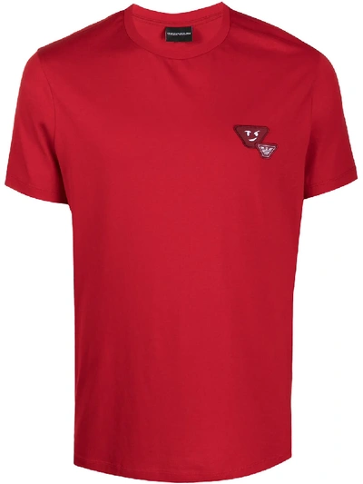 Emporio Armani Logo Patch T-shirt In Red