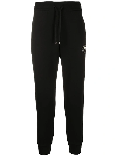 Emporio Armani Logo Patch Track Pants In Black