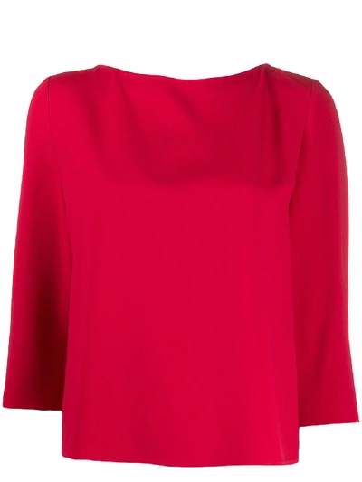 Emporio Armani Back Pleated Boxy Top In Red