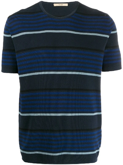 Nuur Knitted Striped T-shirt In Blue