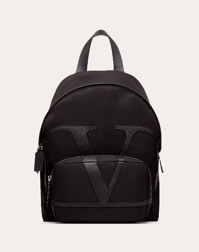 Valentino Garavani Uomo Vlogo Signature Nylon Backpack In Black