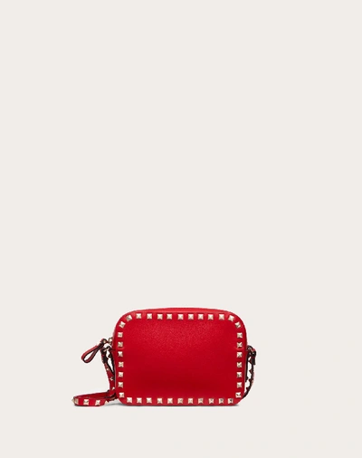 Valentino Garavani Small Rockstud Calfskin Crossbody Bag In Pure Red