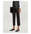 Brunello Cucinelli High-rise Straight Cropped Stretch-cotton Trousers In Black