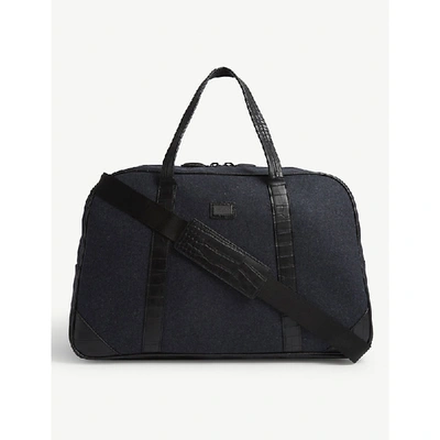 Ted Baker Masher Wool Blend Duffle Bag In Navy