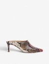 LK BENNETT Hettie snakeskin-embossed leather heeled mules,28217421