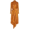 Petar Petrov Abia Turtleneck Abstract-pattern Satin Midi Dress In Orange