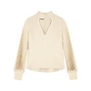 GUCCI IVORY CUT-OUT SILK BLOUSE,3149132