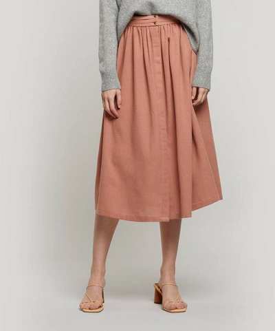Sessun Mesnil Wool-blend Pleated Midi-skirt In Cameo Rose