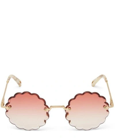 Chloé Rosie Round Frame Sunglasses In Gradient Coral